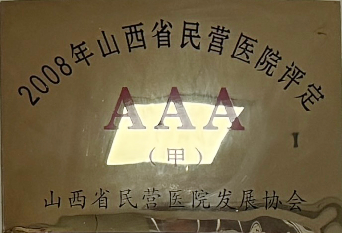 2008年陜西省民營醫院評定3A甲等